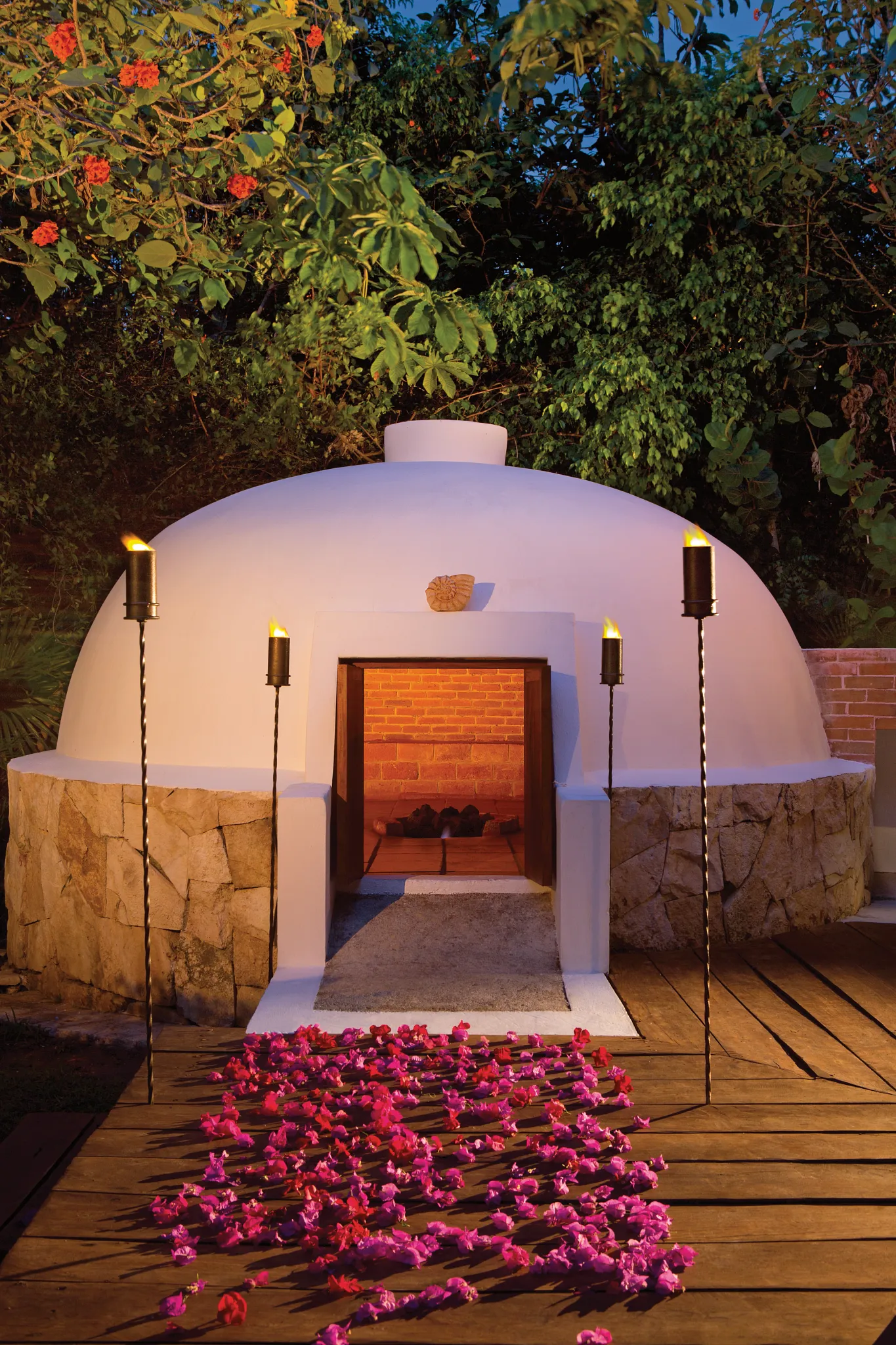 Traditional temazcal wellness experience at Dreams Sapphire Resort & Spa featuring an authentic ceremonial steam lodge.